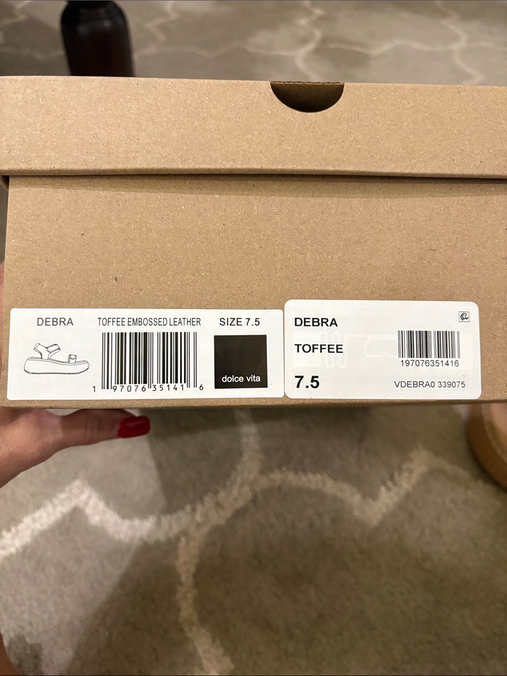 Dolce Vita Debra, Toffee embossed leather strap platform sandal size 7.5 - Picture 17 of 17